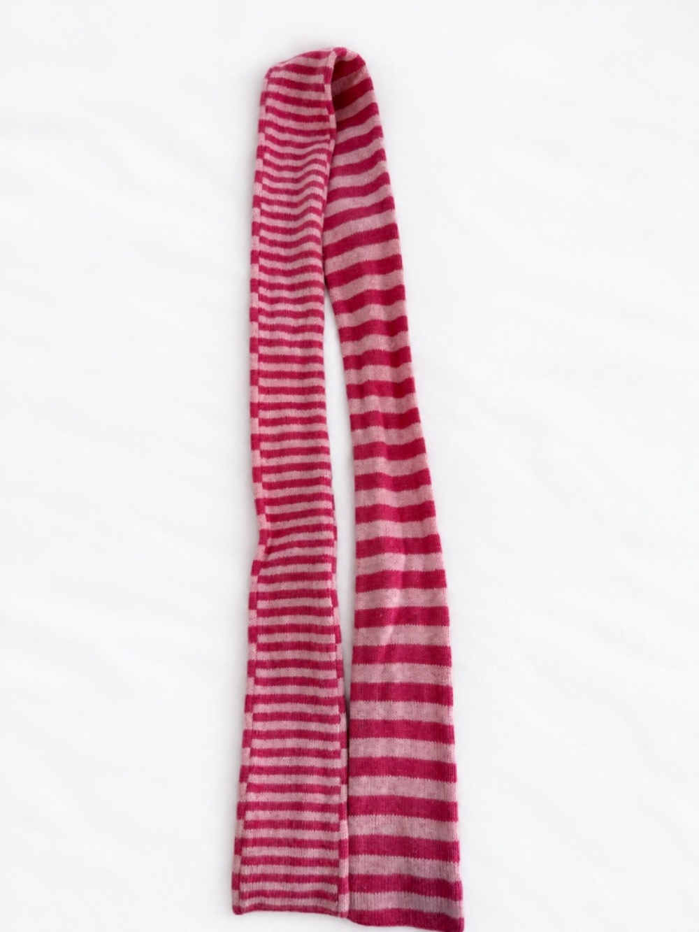 Pink Striped Skinny Knit Scarf – Retro Preppy Style